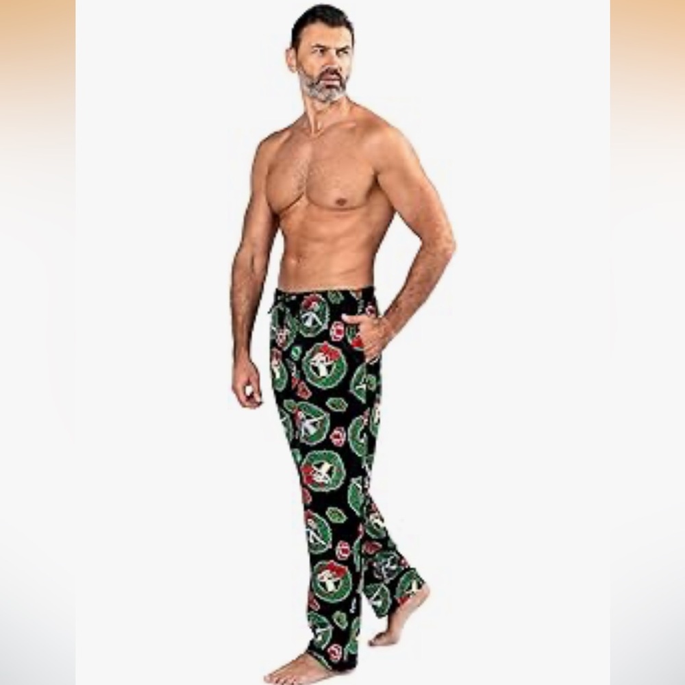 💕5/$15 Men's Black Holiday Print Lounge Pants, Rick and Morty NEW